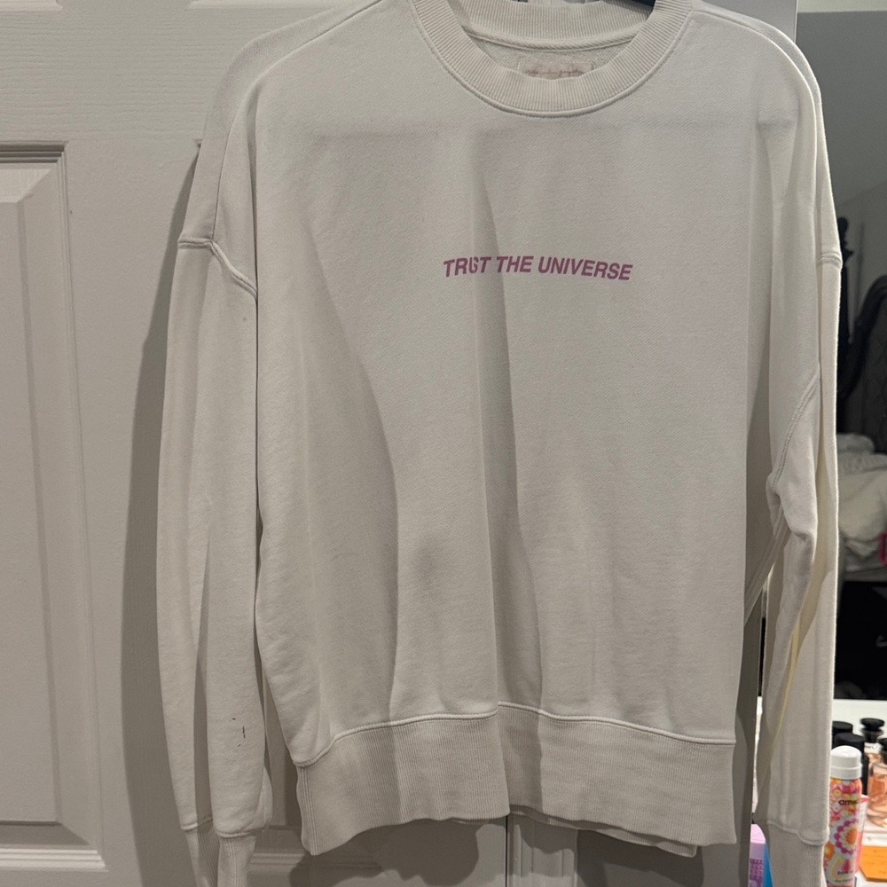 Spiritual Gangster White Crewneck with Purple Text